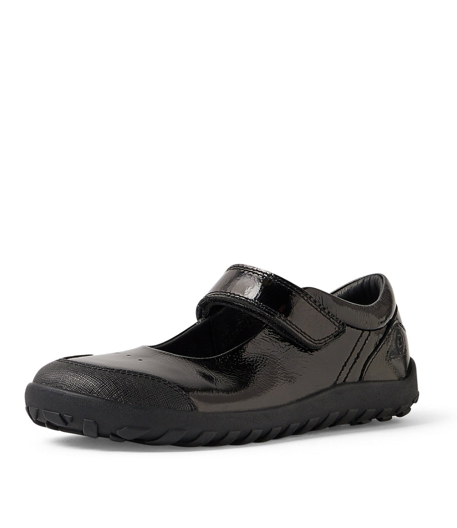 Bobux Hula Kid Plus Black Patent BAREFOOT School Shoes