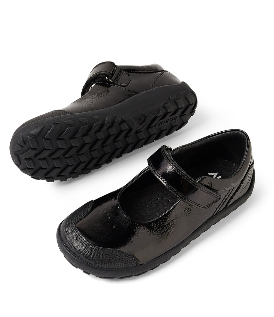 Bobux Hula Kid Plus Black Patent BAREFOOT School Shoes