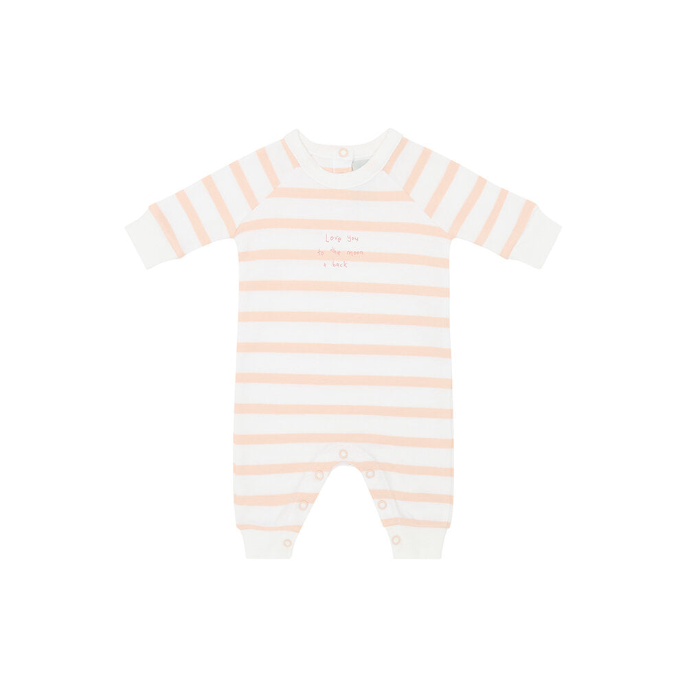 Bob and Blossom Pink “love you to the moon and back” Striped All in One SS604