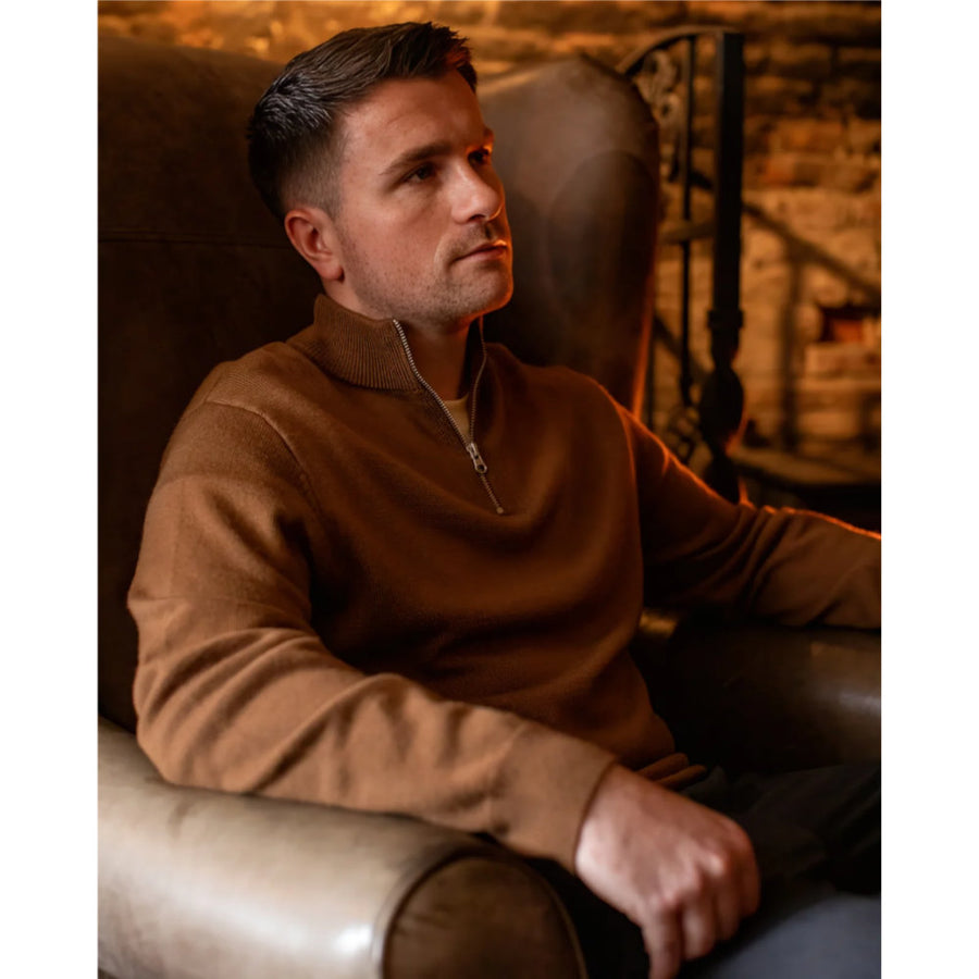 Chalk Connor Quarter Zip - Hazelnut