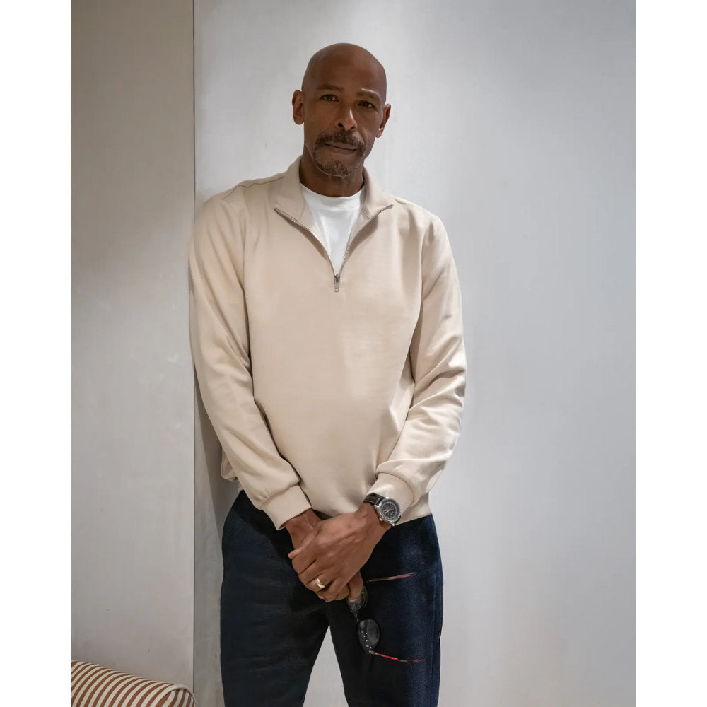 Chalk Connor Quarter Zip Light Stone