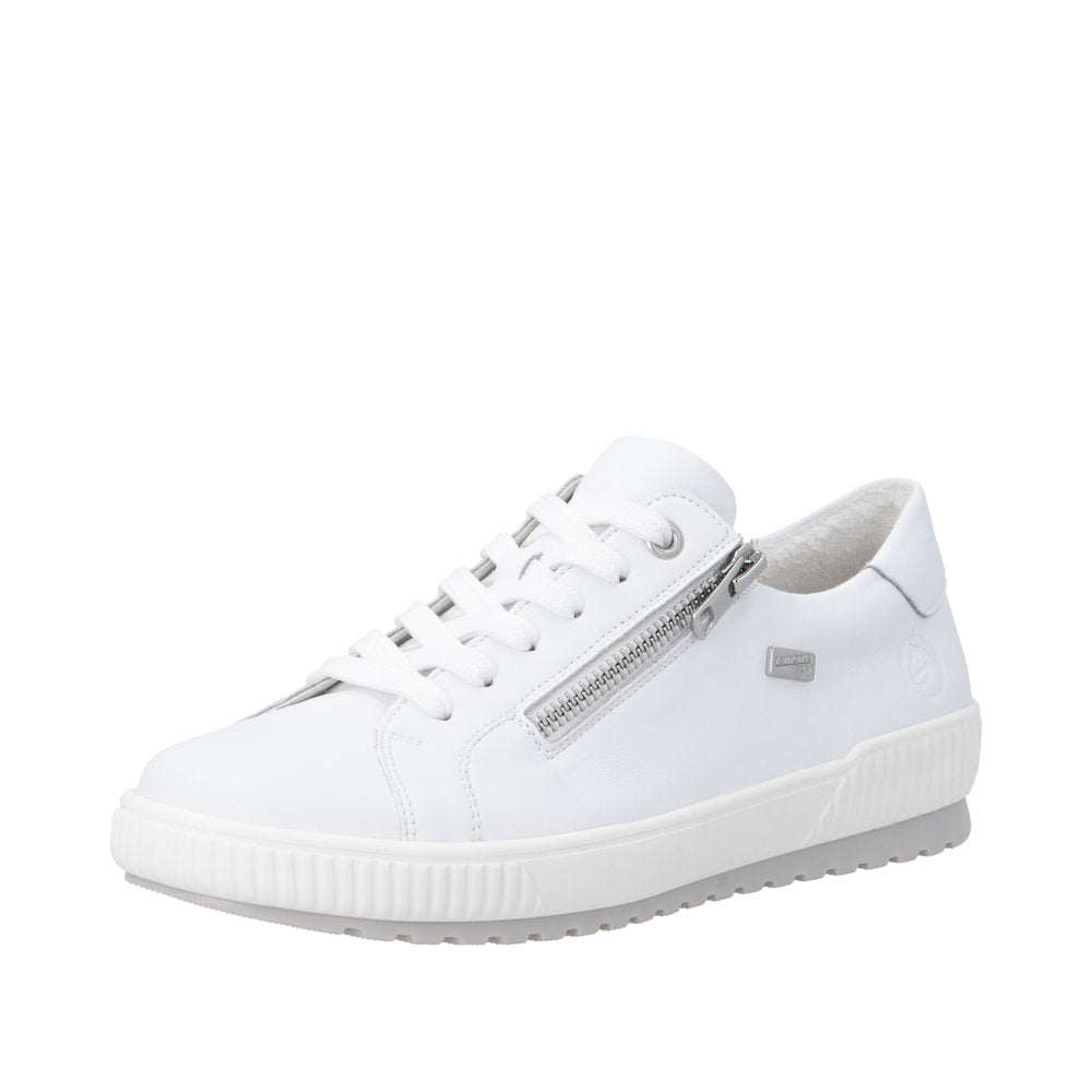 Remonte D0700-80 White Lace Up/Zip Waterproof Sneaker