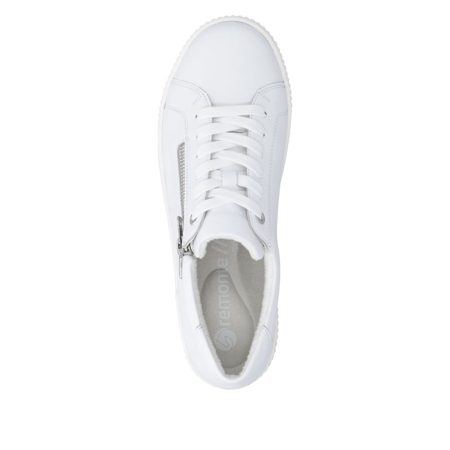Remonte D0700-80 White Lace Up/Zip Waterproof Sneaker