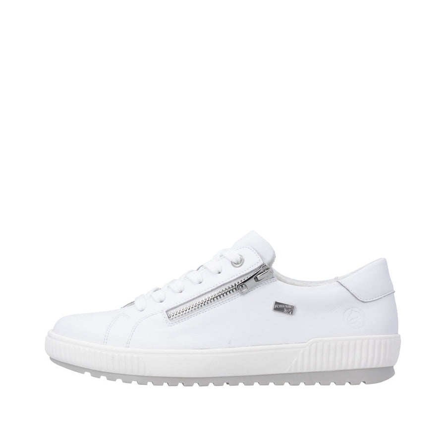 Remonte D0700-80 White Lace Up/Zip Waterproof Sneaker