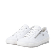 Remonte D0700-80 White Lace Up/Zip Waterproof Sneaker