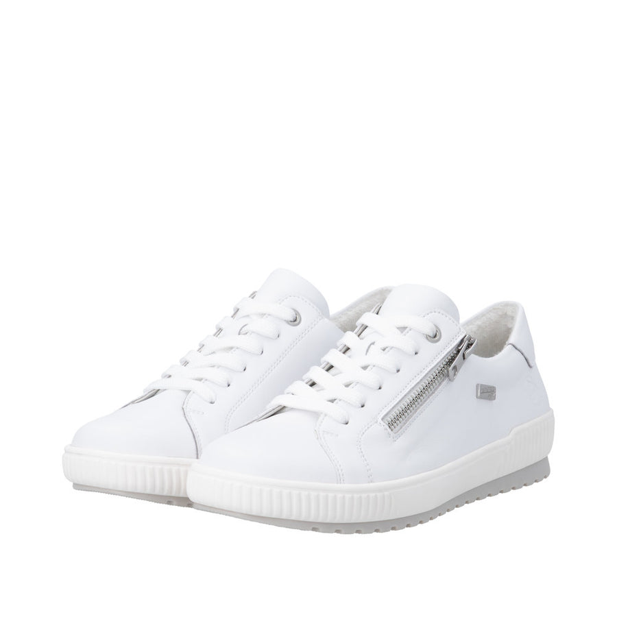 Remonte D0700-80 White Lace Up/Zip Waterproof Sneaker