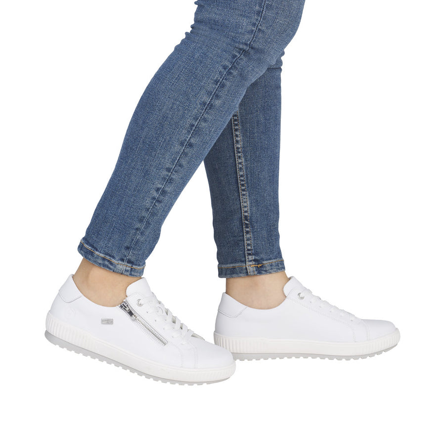 Remonte D0700-80 White Lace Up/Zip Waterproof Sneaker