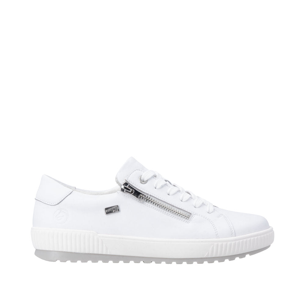 Remonte D0700-80 White Lace Up/Zip Waterproof Sneaker