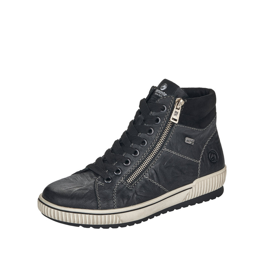 Remonte D0772-01 Black Wide Fit Waterproof Zip & Lace Up Boots