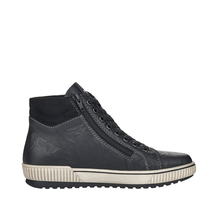 Remonte D0772-01 Black Wide Fit Waterproof Zip & Lace Up Boots