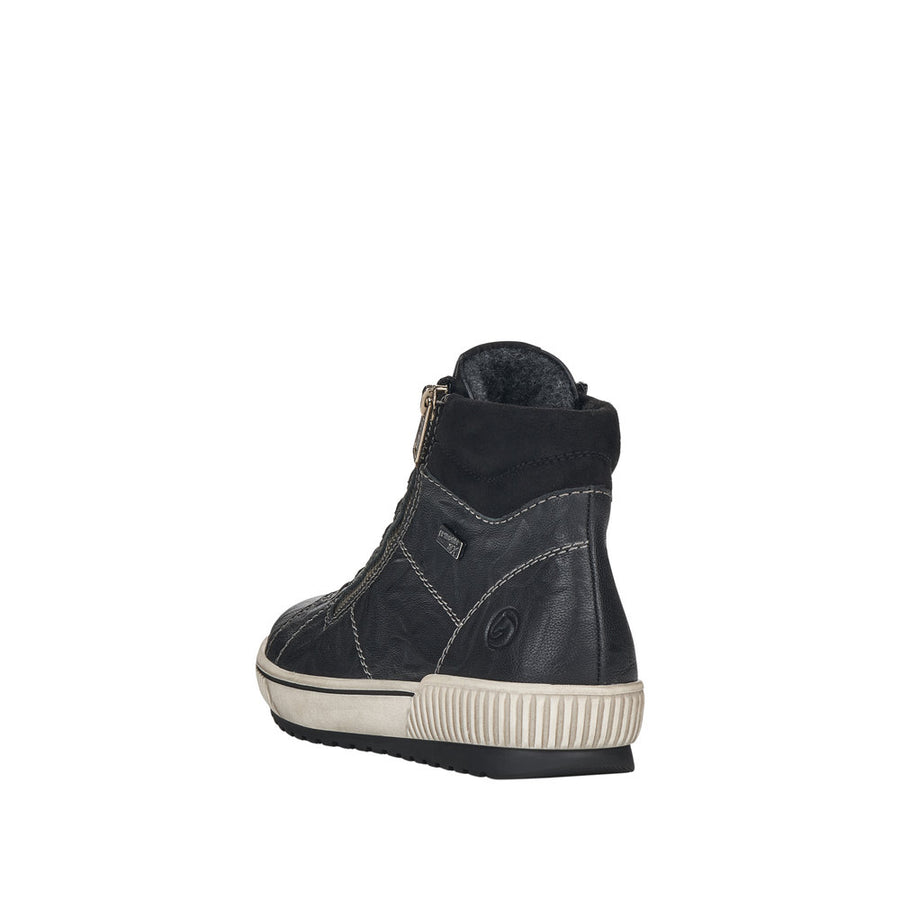 Remonte D0772-01 Black Wide Fit Waterproof Zip & Lace Up Boots