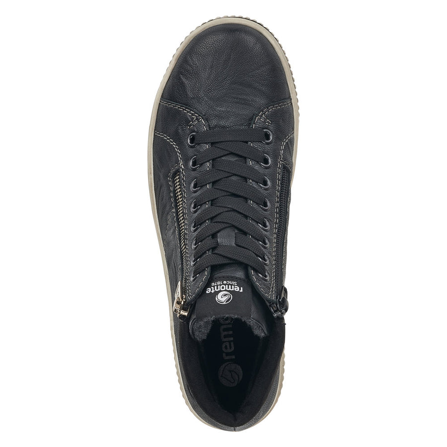 Remonte D0772-01 Black Wide Fit Waterproof Zip & Lace Up Boots