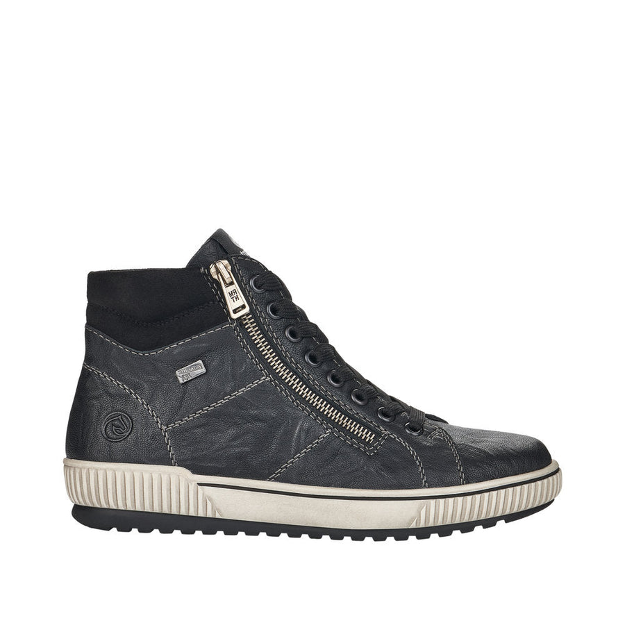 Remonte D0772-01 Black Wide Fit Waterproof Zip & Lace Up Boots