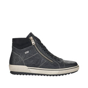 Remonte D0772-01 Black Wide Fit Waterproof Zip & Lace Up Boots