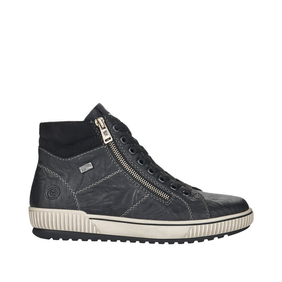 Remonte D0772-01 Black Wide Fit Waterproof Zip & Lace Up Boots