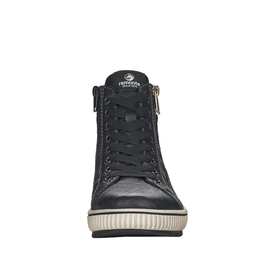 Remonte D0772-01 Black Wide Fit Waterproof Zip & Lace Up Boots