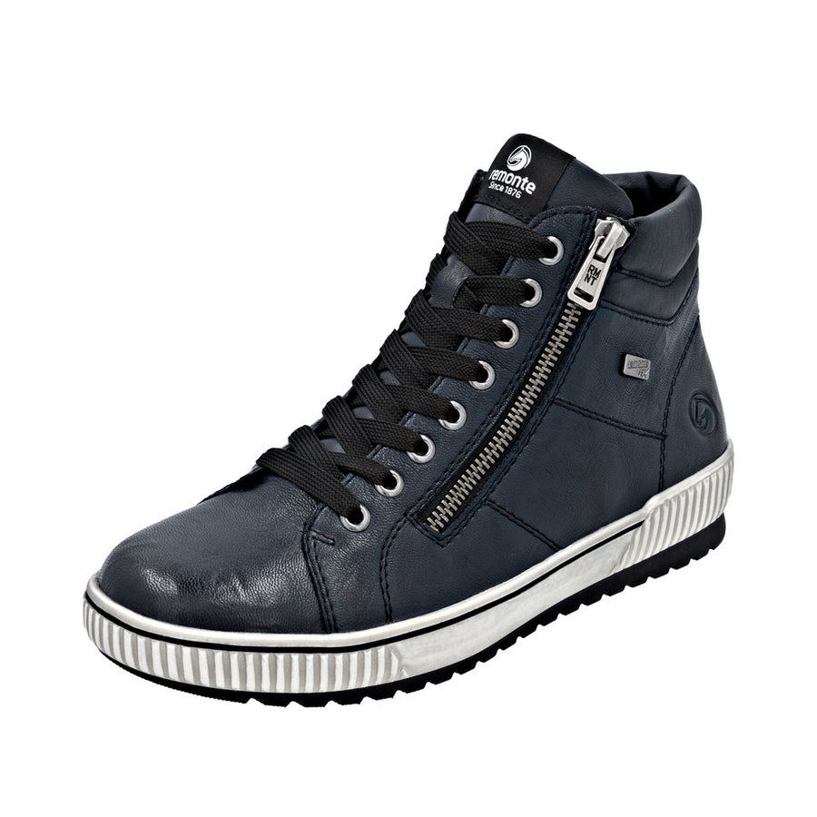 Remonte D0772-15 Navy Wide Fit Waterproof Zip & Lace Up Boots