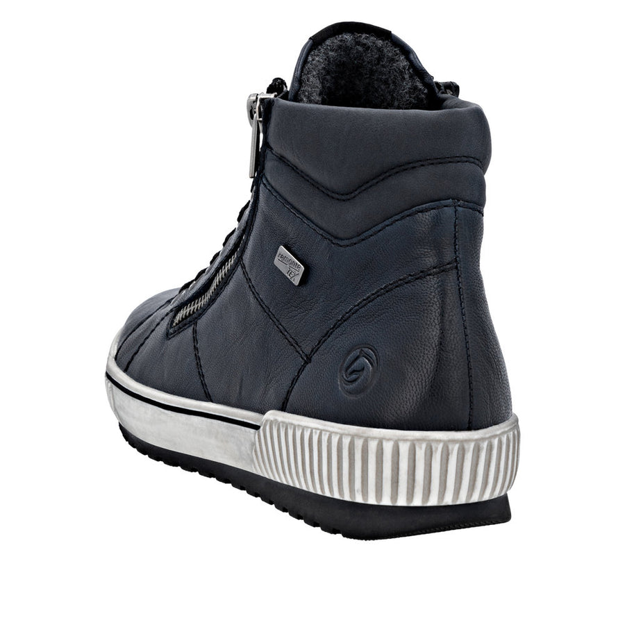 Remonte D0772-15 Navy Wide Fit Waterproof Zip & Lace Up Boots