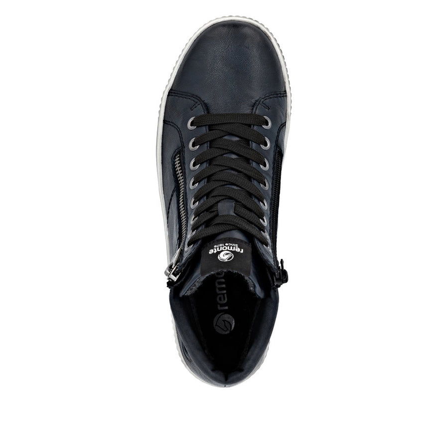 Remonte D0772-15 Navy Wide Fit Waterproof Zip & Lace Up Boots