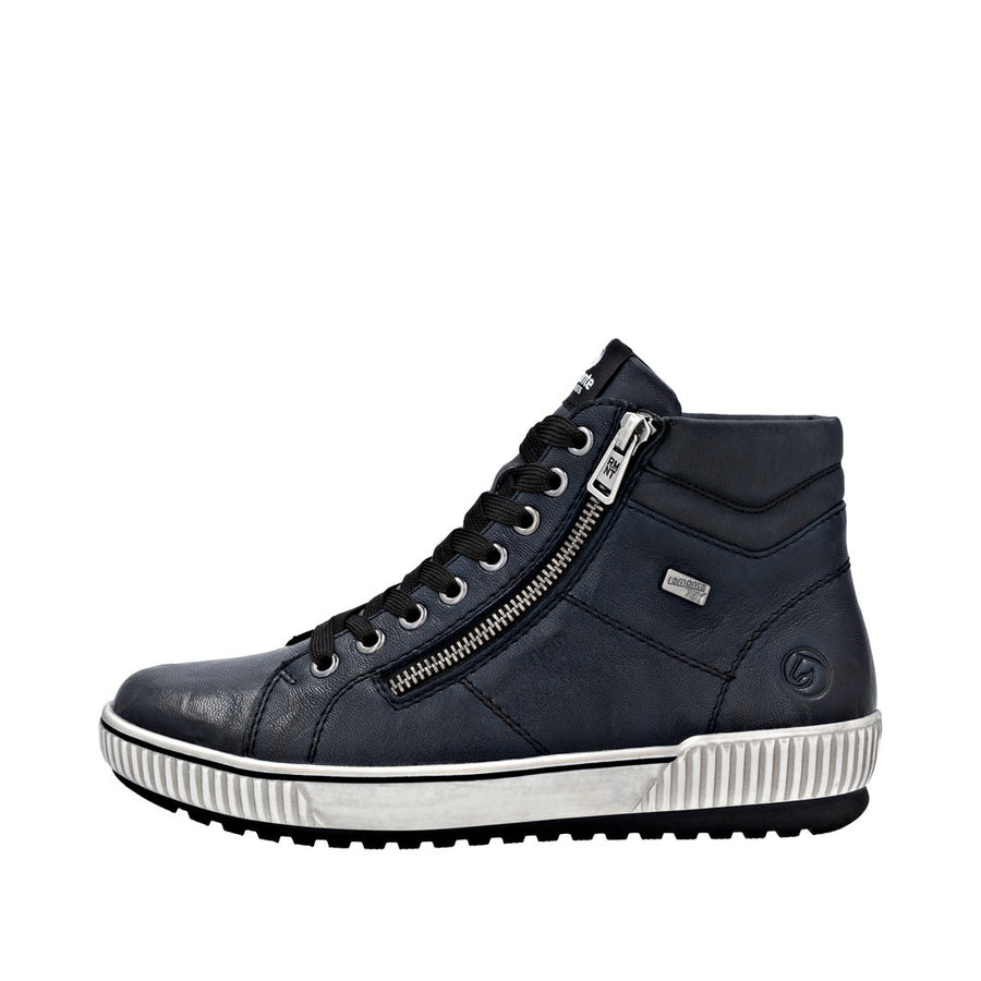 Remonte D0772-15 Navy Wide Fit Waterproof Zip & Lace Up Boots