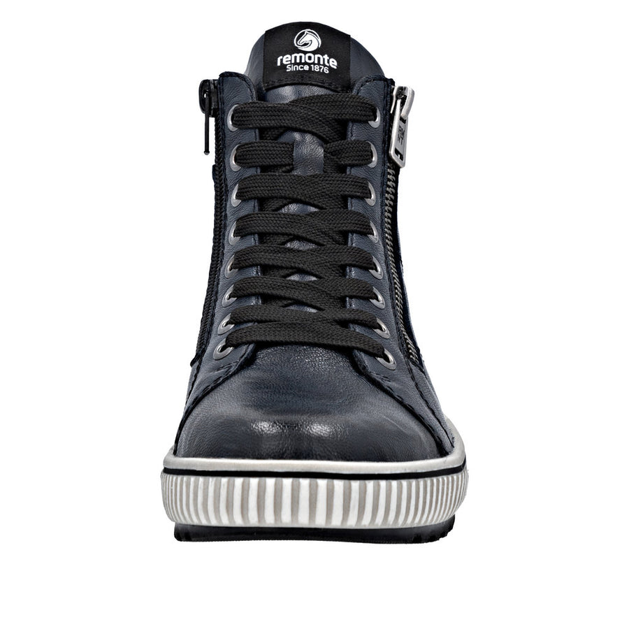 Remonte D0772-15 Navy Wide Fit Waterproof Zip & Lace Up Boots