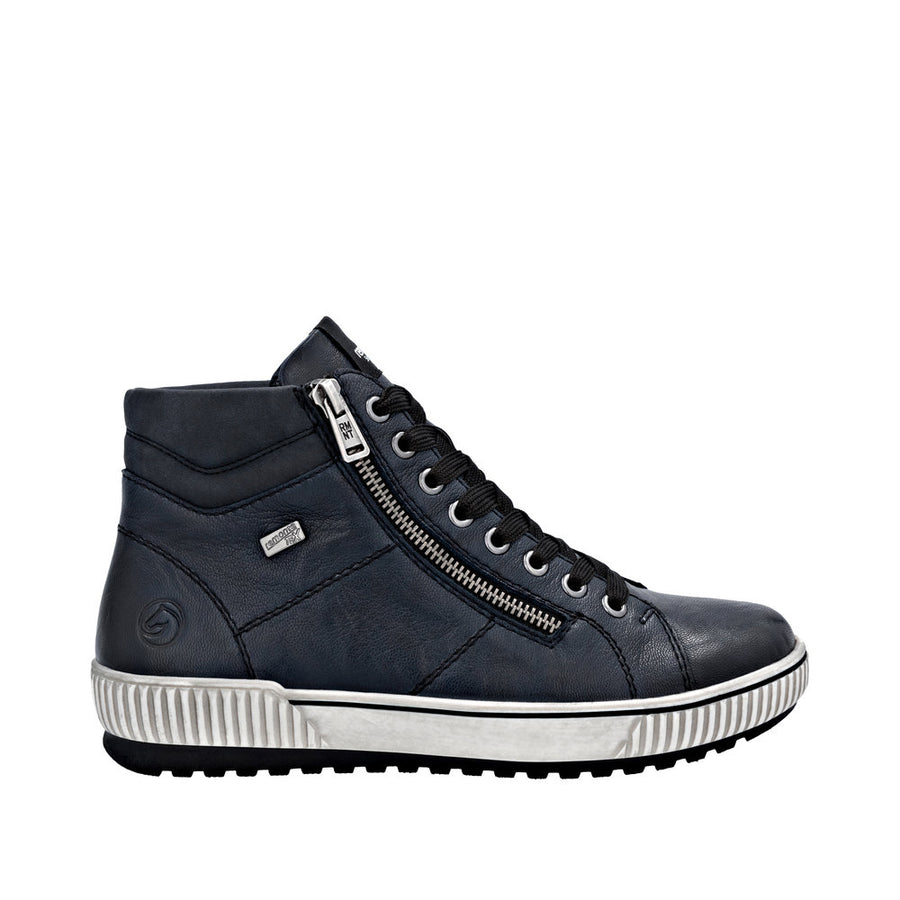 Remonte D0772-15 Navy Wide Fit Waterproof Zip & Lace Up Boots