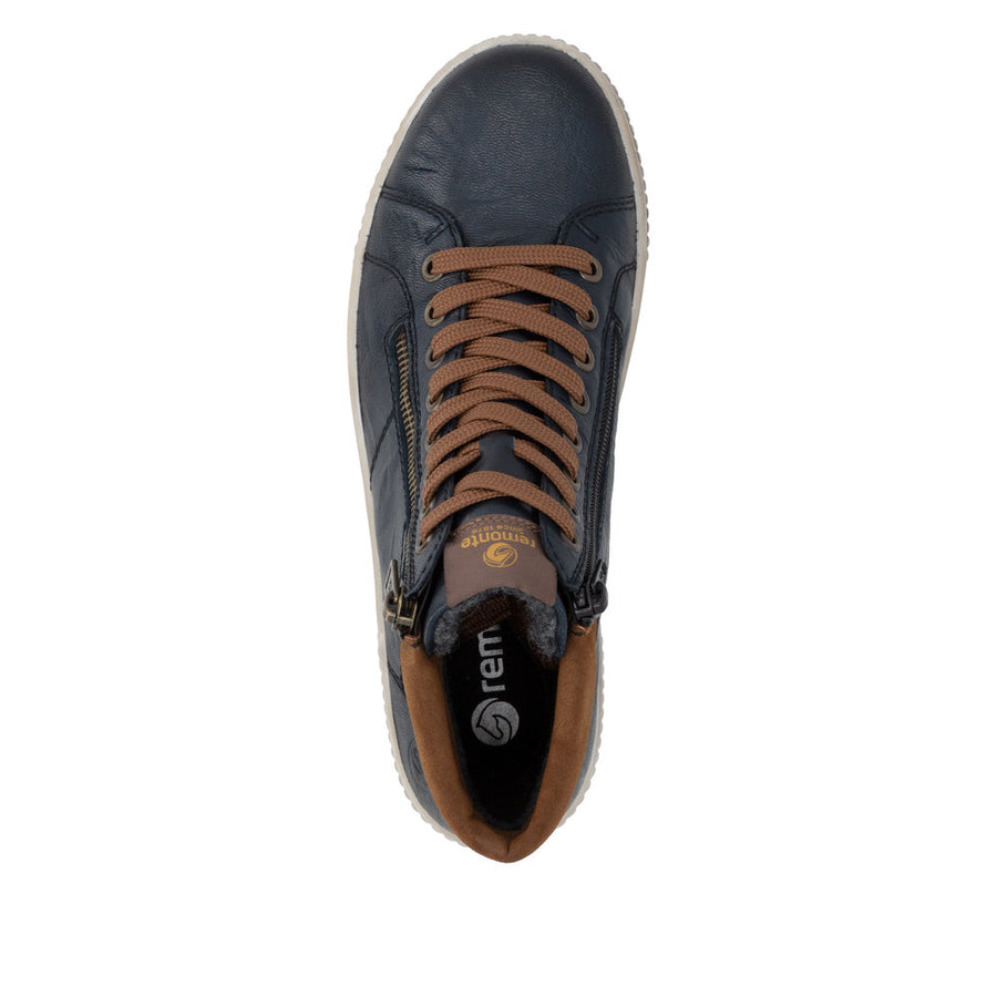 Remonte D0772-16 Waterproof Wide Fit Navy/Tan Boots