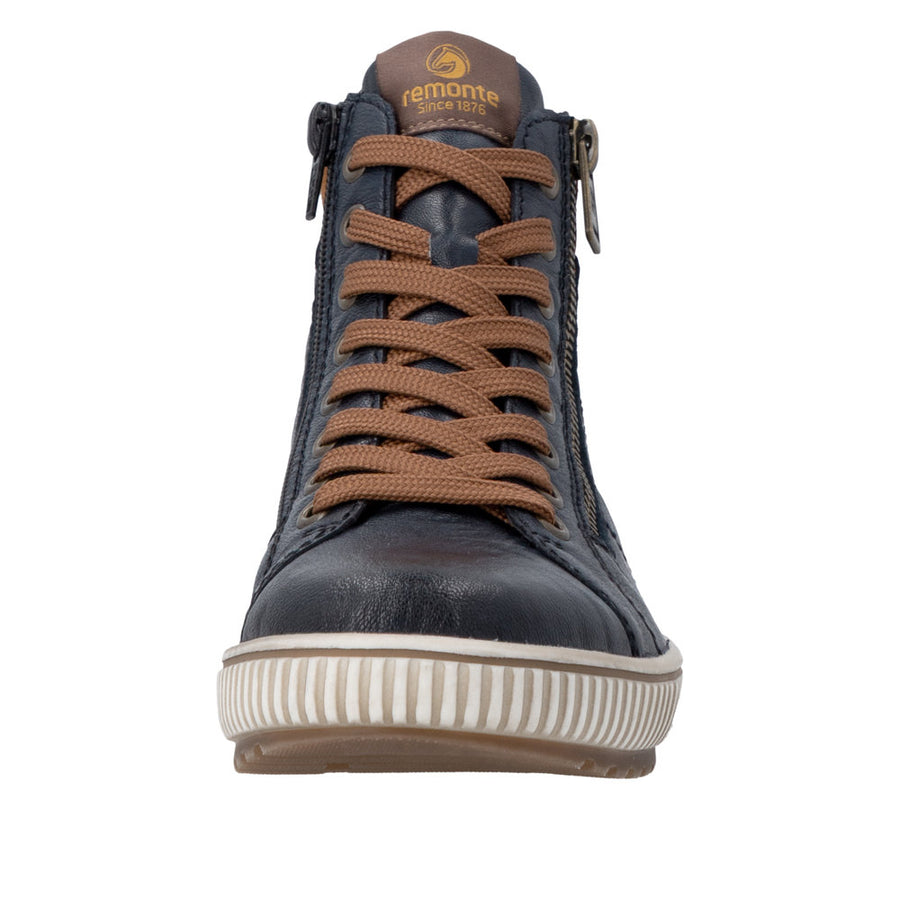 Remonte D0772-16 Waterproof Wide Fit Navy/Tan Boots