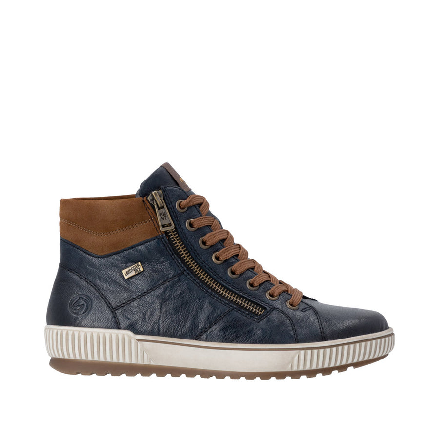 Remonte D0772-16 Waterproof Wide Fit Navy/Tan Boots