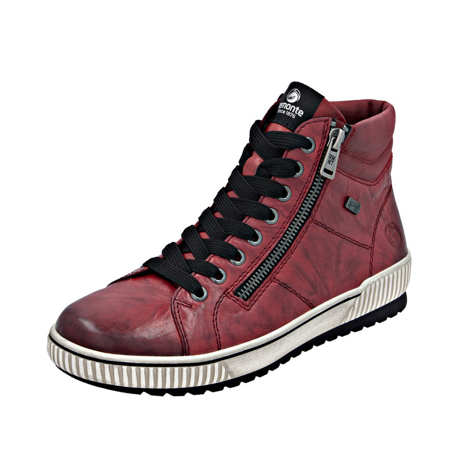 Remonte D0772-36 Red Wide Fit Waterproof Zip &  Lace Up Boots