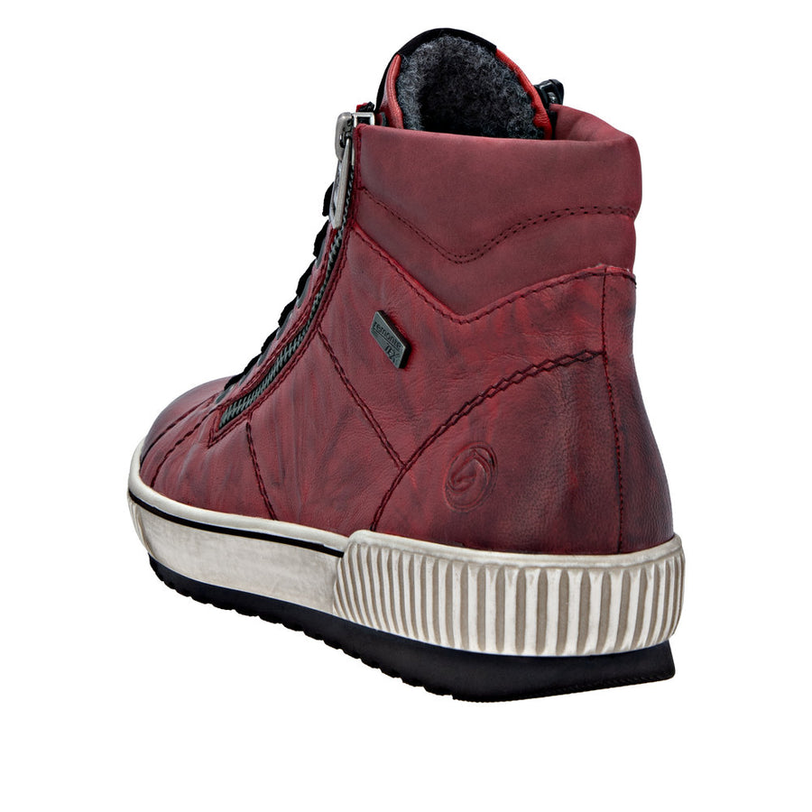 Remonte D0772-36 Red Wide Fit Waterproof Zip &  Lace Up Boots