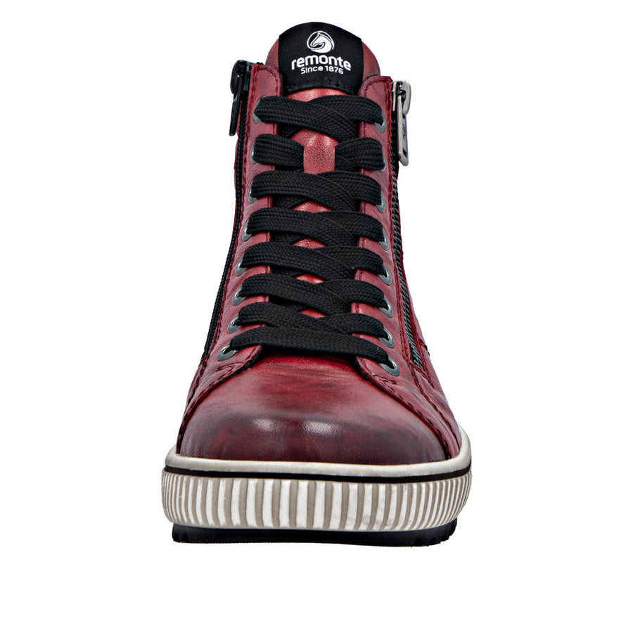 Remonte D0772-36 Red Wide Fit Waterproof Zip &  Lace Up Boots