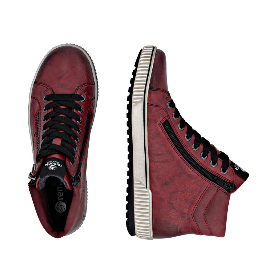 Remonte D0772-36 Red Wide Fit Waterproof Zip &  Lace Up Boots