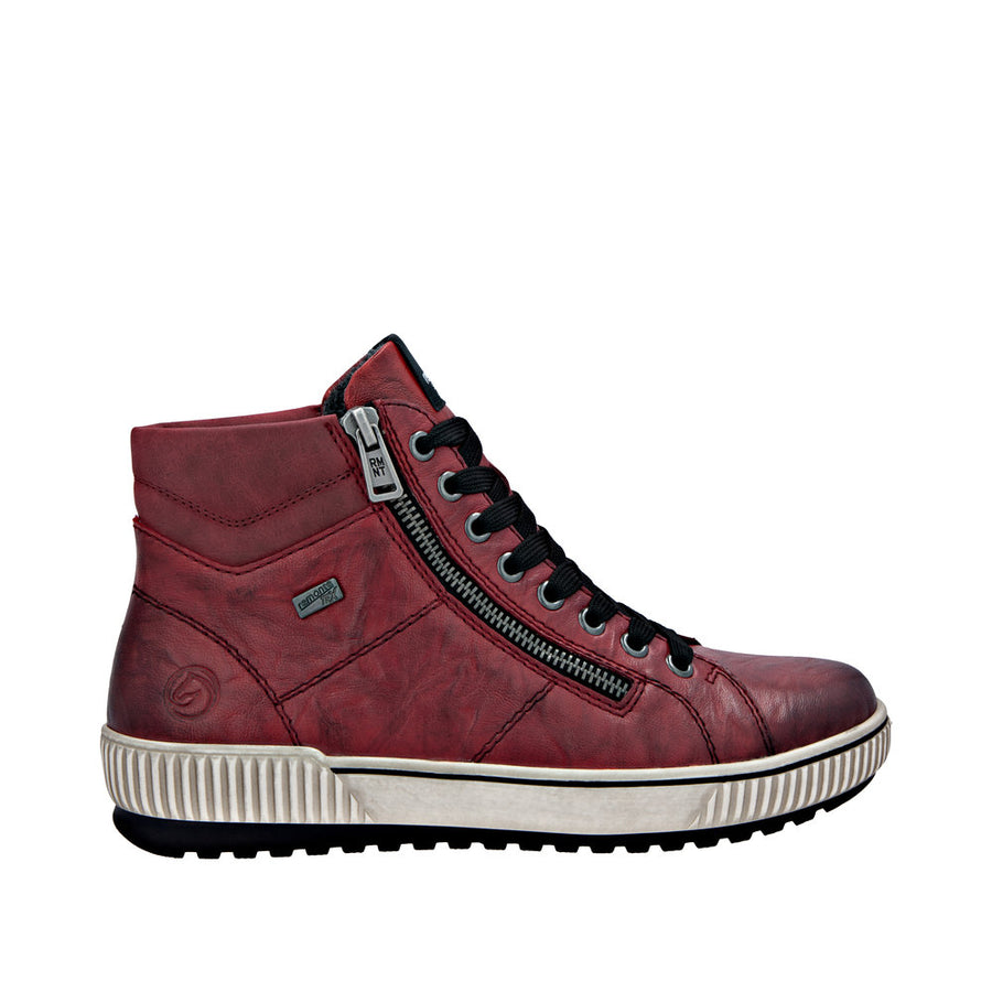 Remonte D0772-36 Red Wide Fit Waterproof Zip &  Lace Up Boots