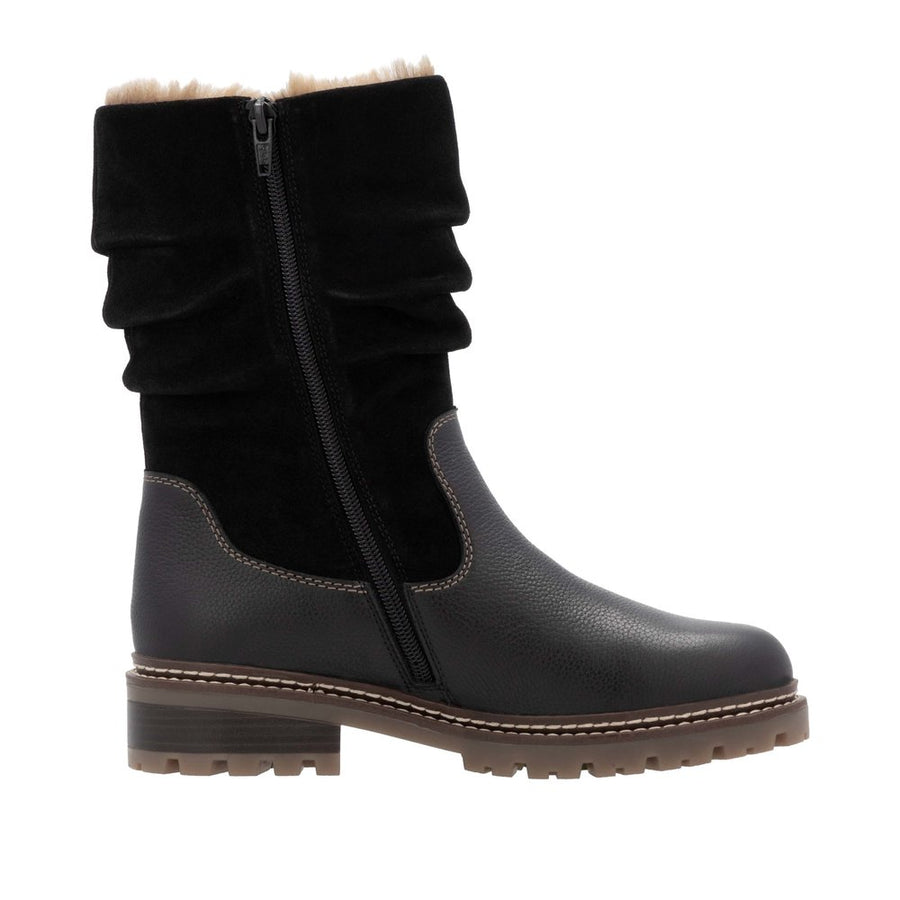 Remonte D0B80-00 Wide Fit Waterproof Wool Lined Black Boots
