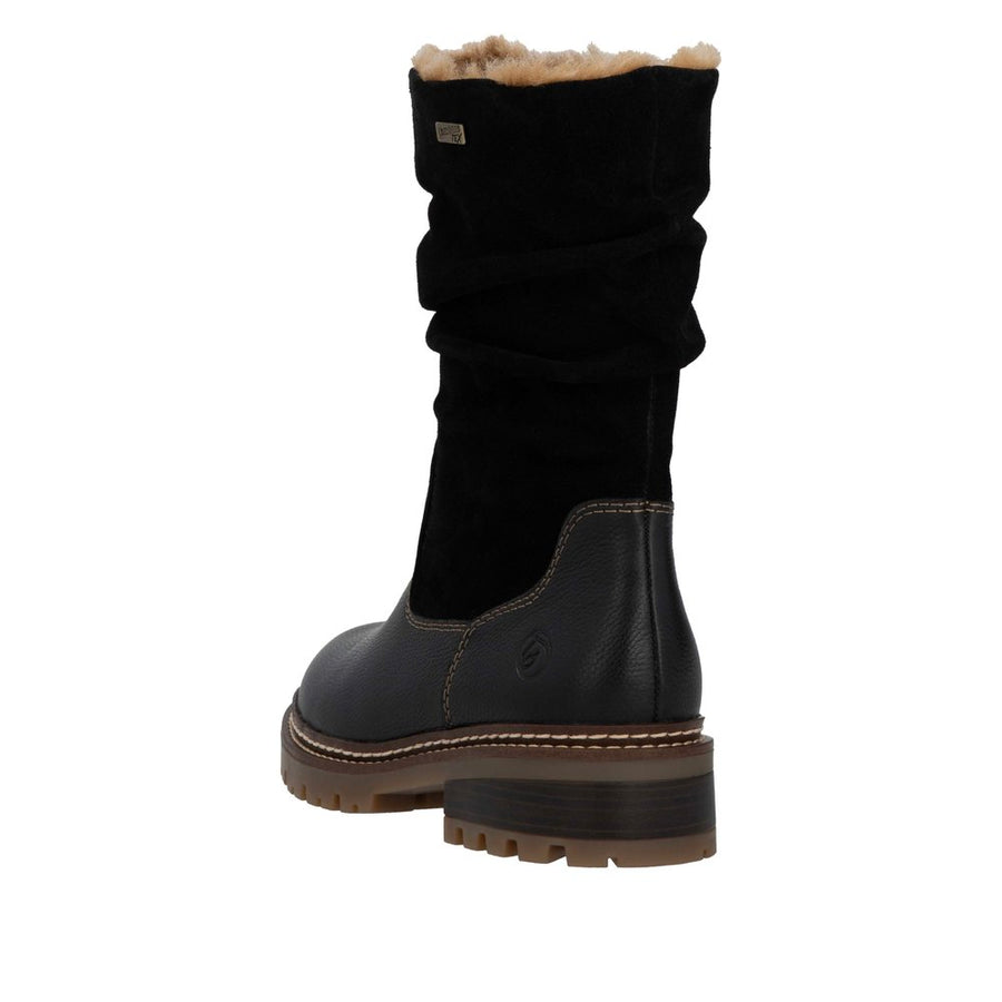 Remonte D0B80-00 Wide Fit Waterproof Wool Lined Black Boots