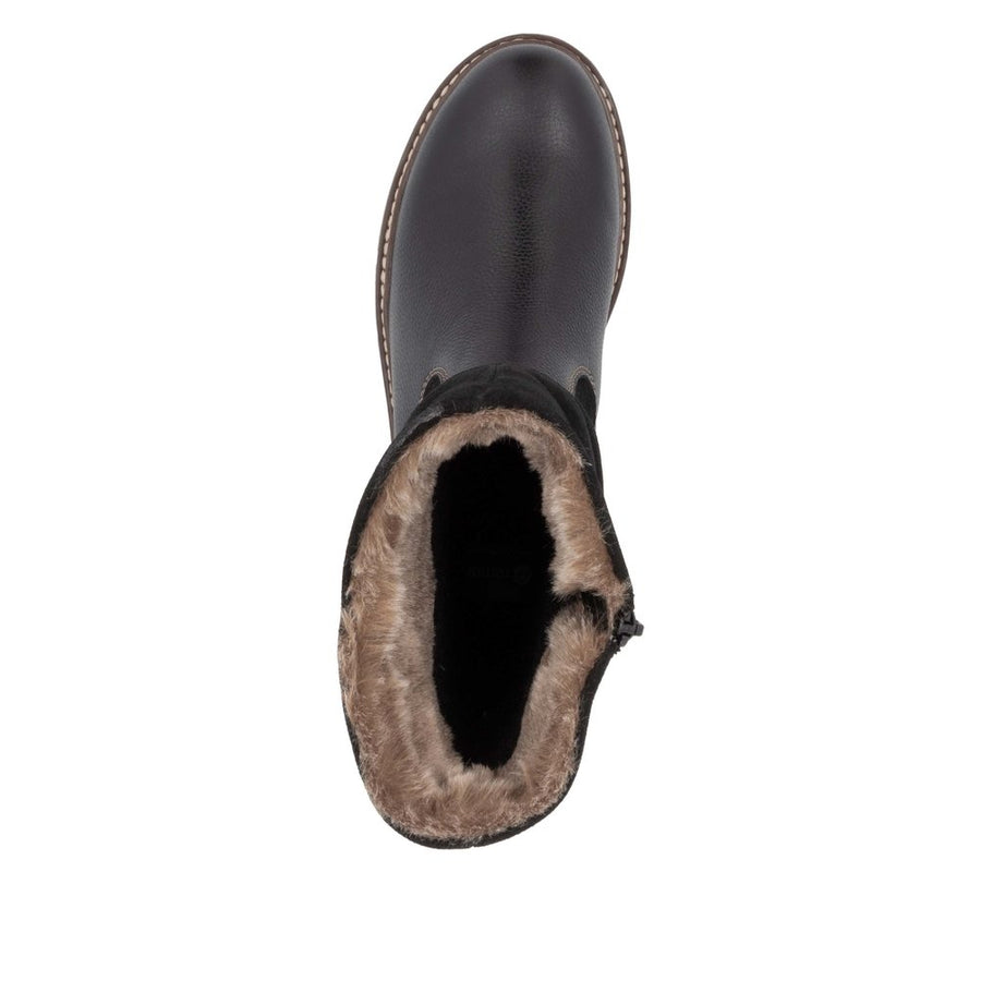Remonte D0B80-00 Wide Fit Waterproof Wool Lined Black Boots