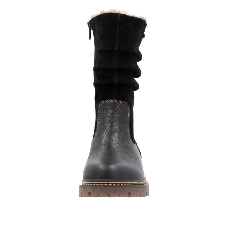 Remonte D0B80-00 Wide Fit Waterproof Wool Lined Black Boots