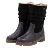 Remonte D0B80-00 Wide Fit Waterproof Wool Lined Black Boots