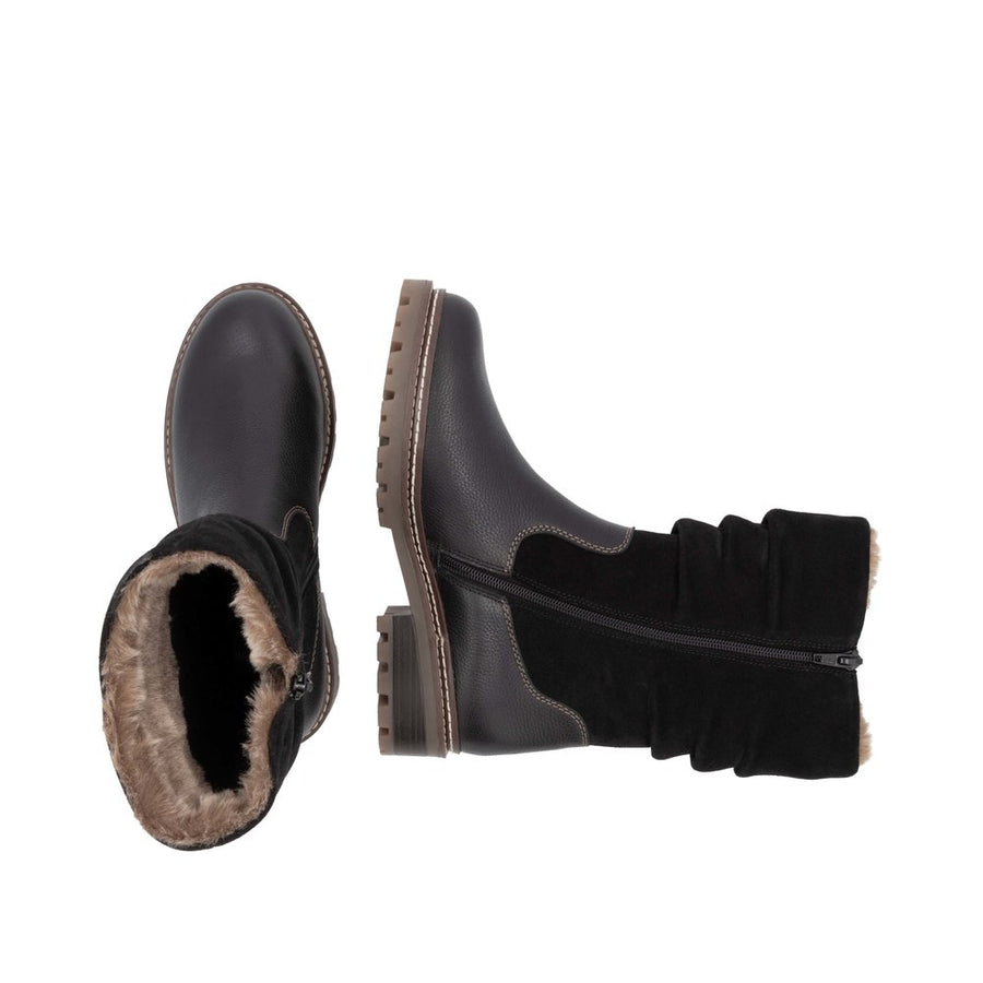 Remonte D0B80-00 Wide Fit Waterproof Wool Lined Black Boots