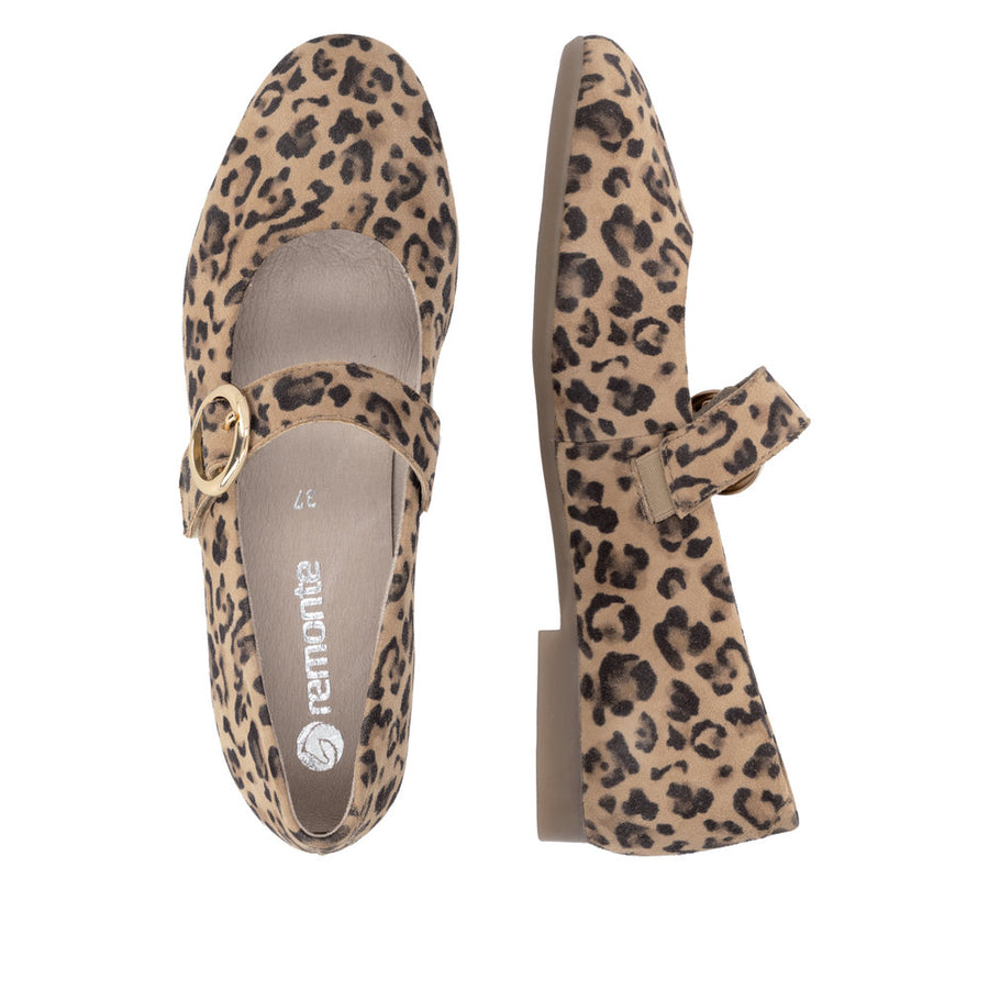 Remonte D0K14-90 Brown Leopard Print Mary Jane Shoe