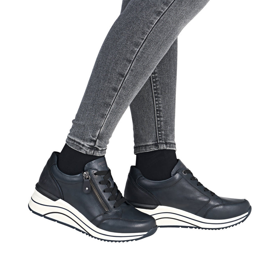 Remonte D0T03-15 Navy Wide Fit Wedge Shoes