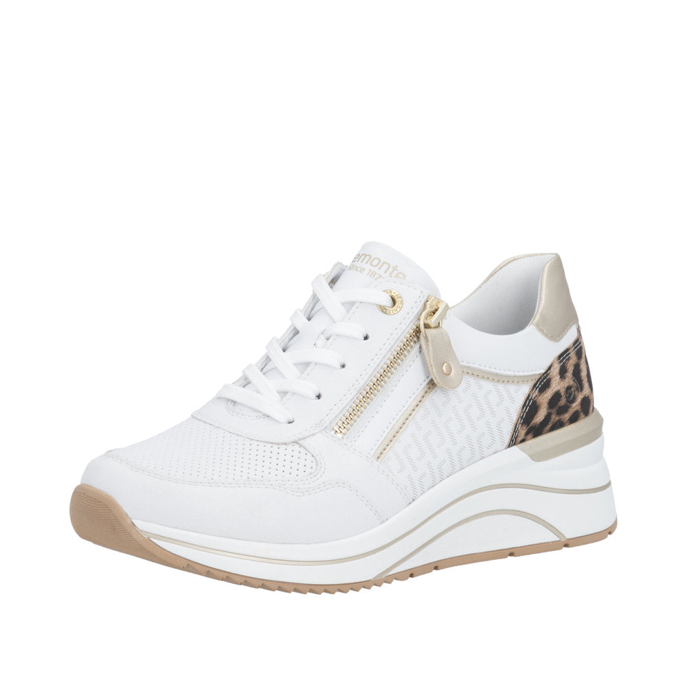 Remonte D0T10-82 White/Leopard Wide Fit Trainer