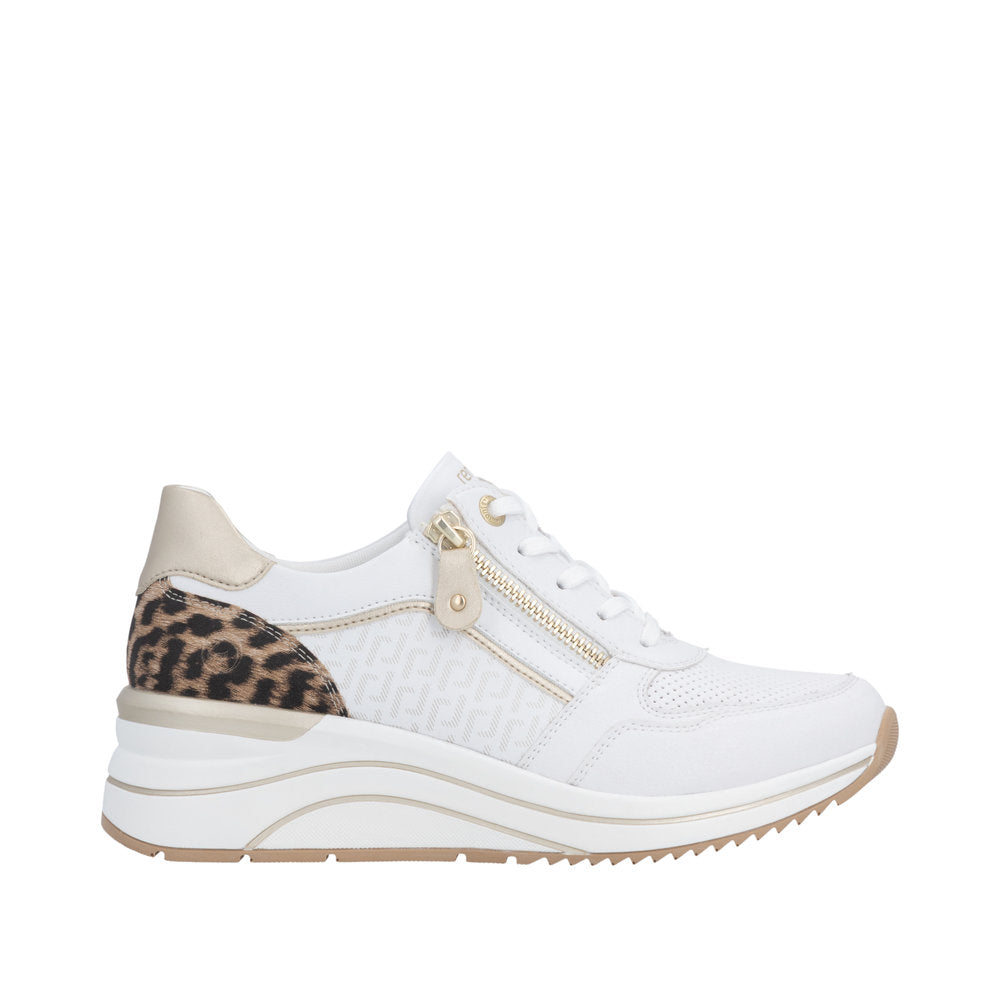 Remonte D0T10-82 White/Leopard Wide Fit Trainer