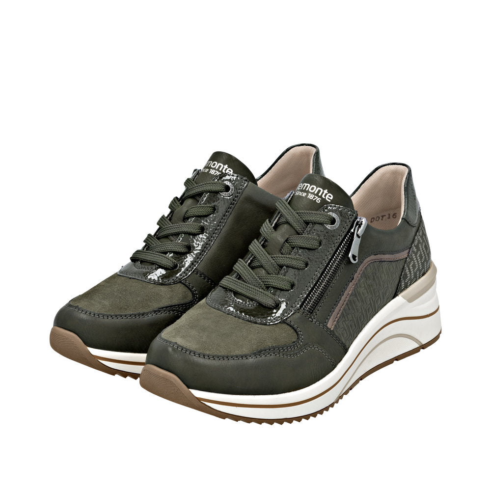Remonte D0T16-54 Green Wide Fit Wedge Shoes