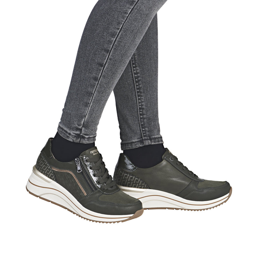 Remonte D0T16-54 Green Wide Fit Wedge Shoes