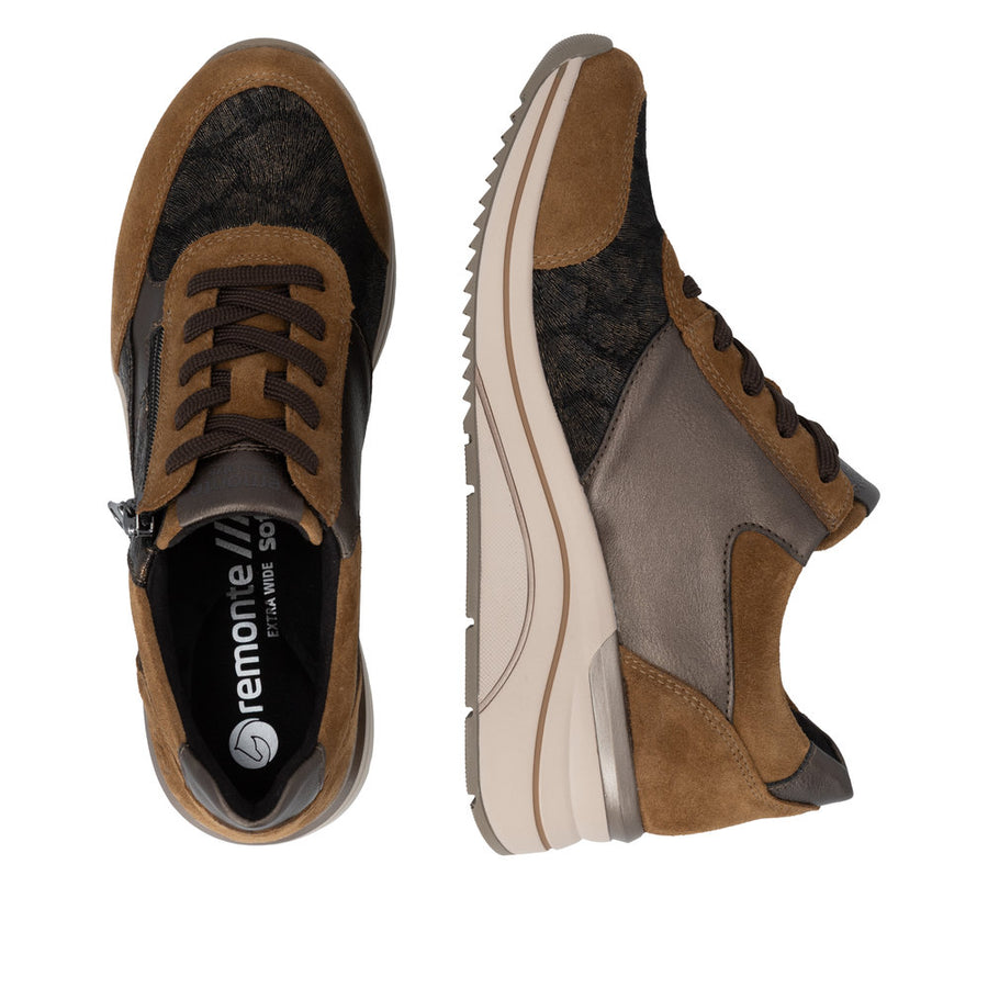 Remonte D0T23-24 Brown Wide Fit Wedge Sneakers