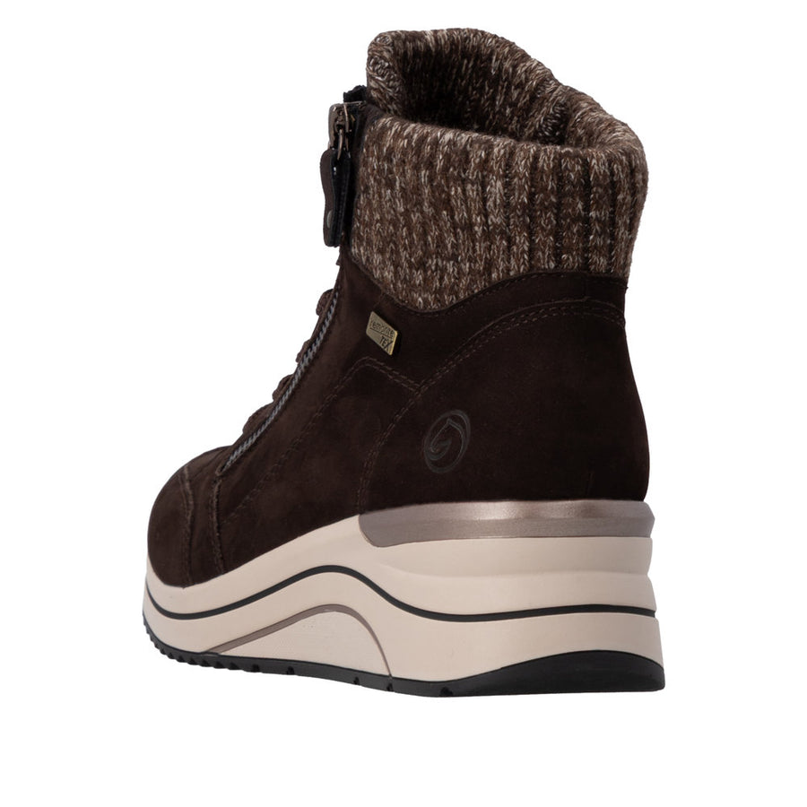 Remonte D0T77-25 Brown Wide Fit Waterproof Wedge Boots