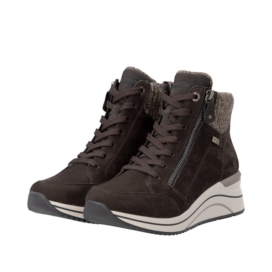Remonte D0T77-25 Brown Wide Fit Waterproof Wedge Boots