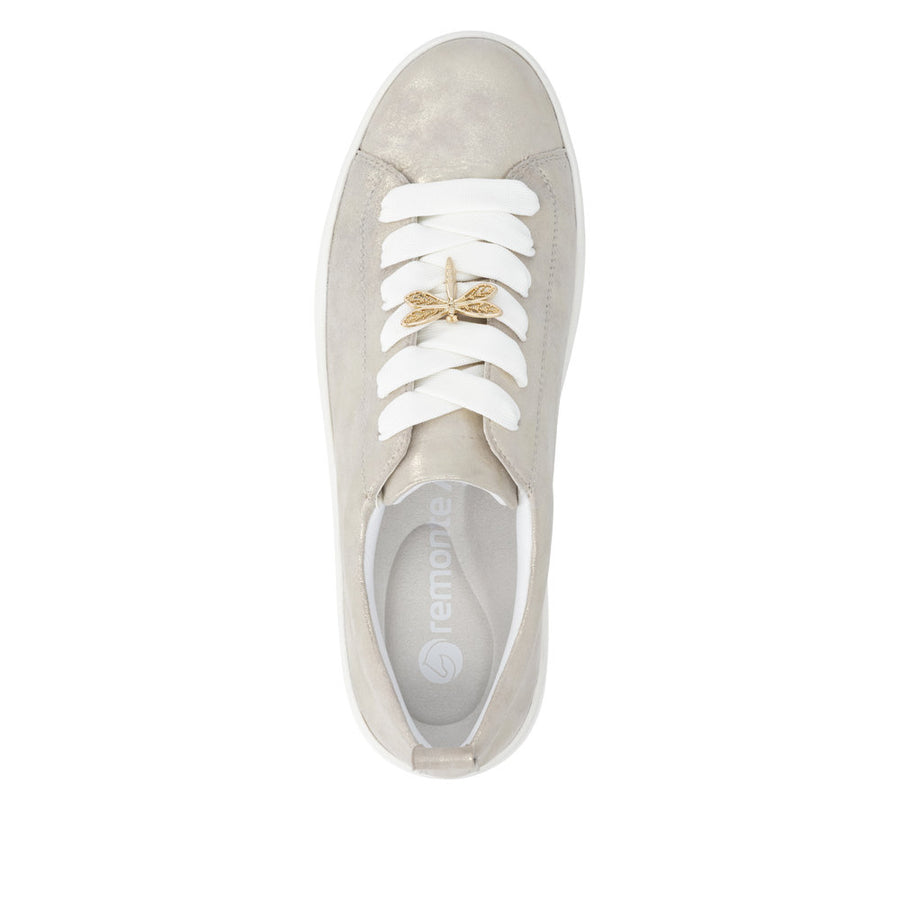 Remonte D1C03-91 Beige Metallic Lace Up Casual Shoe